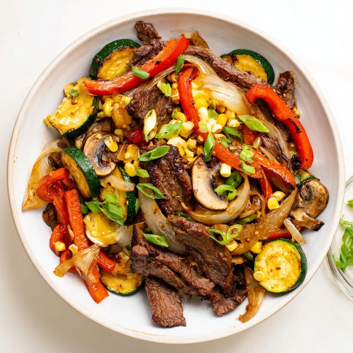 Rustic cowboy stir fry loaded with smoky beef crisp vegetables and glossy sauce served piping hot