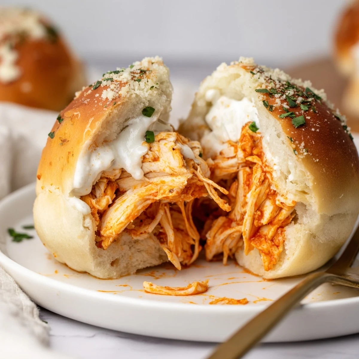 Buffalo Chicken Mozzarella Bombs golden-crisp, oozing melted cheese, served with ranch.