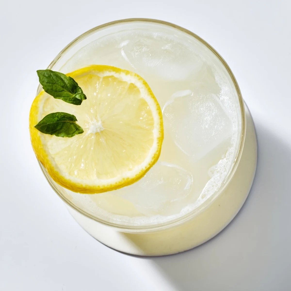 Fresh homemade lemonade in a glass pitcher with ice cubes and lemon slices