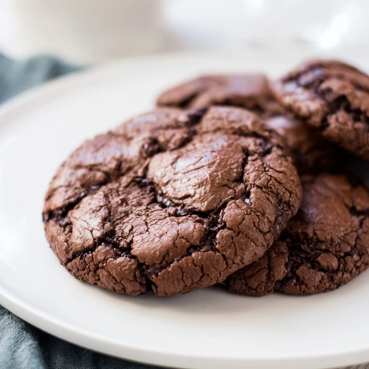 Freshly baked chocolate espresso cookies showing soft centers and crisp edges
