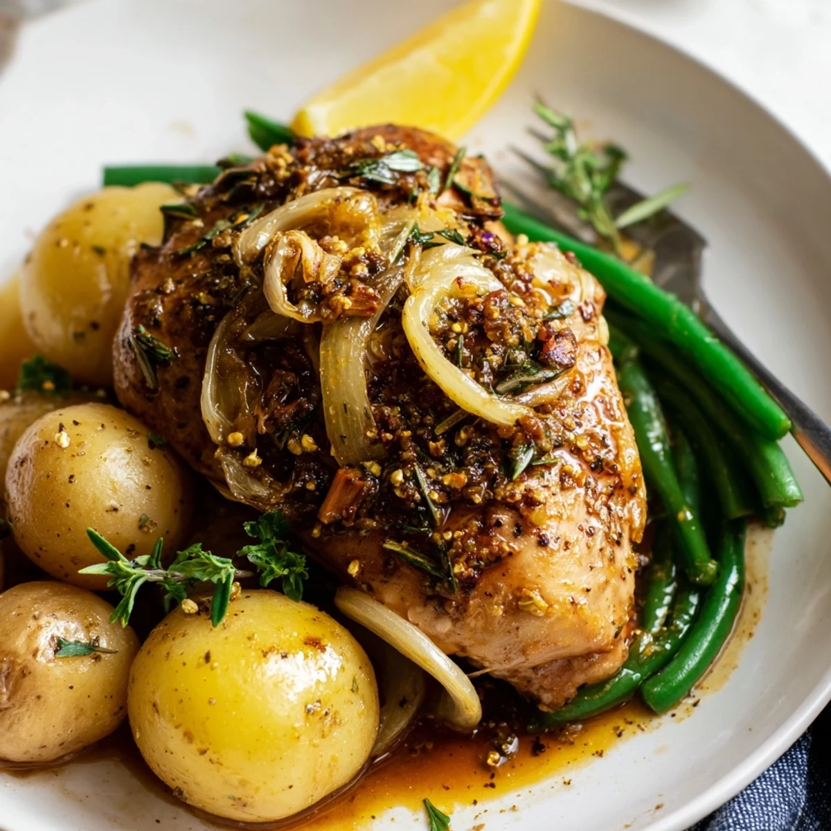 Slow Cooker Chicken And Potatoes With Green Beans slow cooked in savory broth