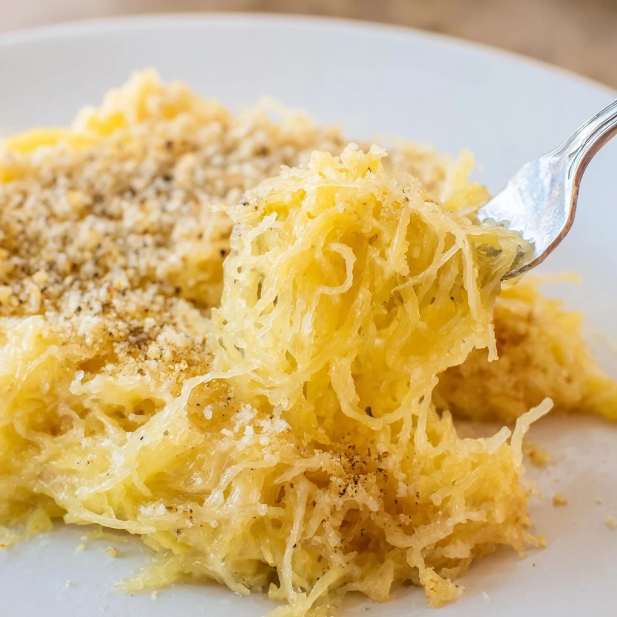 Hearty Spaghetti Squash Mac Cheese served warm with Parmesan and herbs