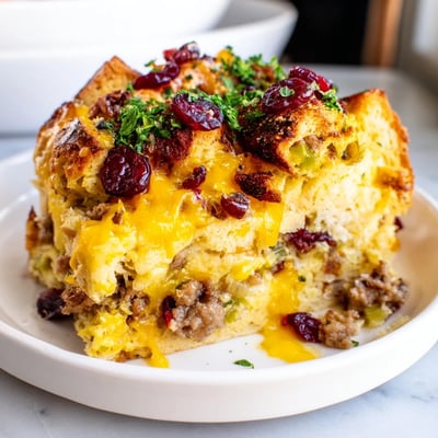 Cranberry Sausage Stuffing Casserole